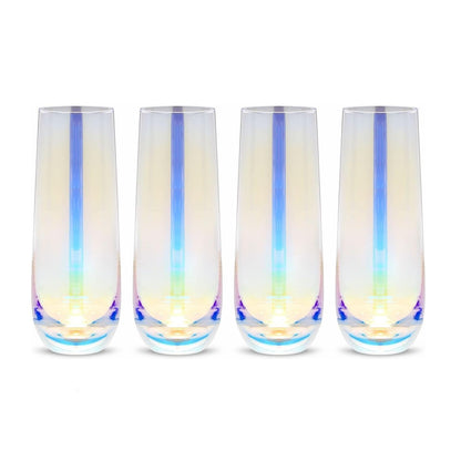 Home Collection 4Pcs Iridescent Stemless Champagne Flutes