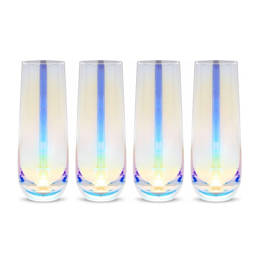 Home Collection 4Pcs Iridescent Stemless Champagne Flutes