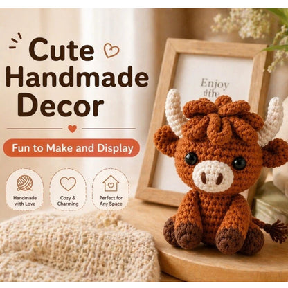 Home Collection Pack of 2 Highland Cow Crochet Kit for Beginners