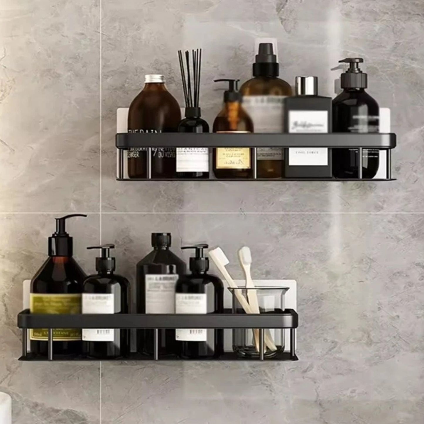 Home Collection Pack of 2 Corner Shower Caddy Adhesive Bathroom Shelf Rack
