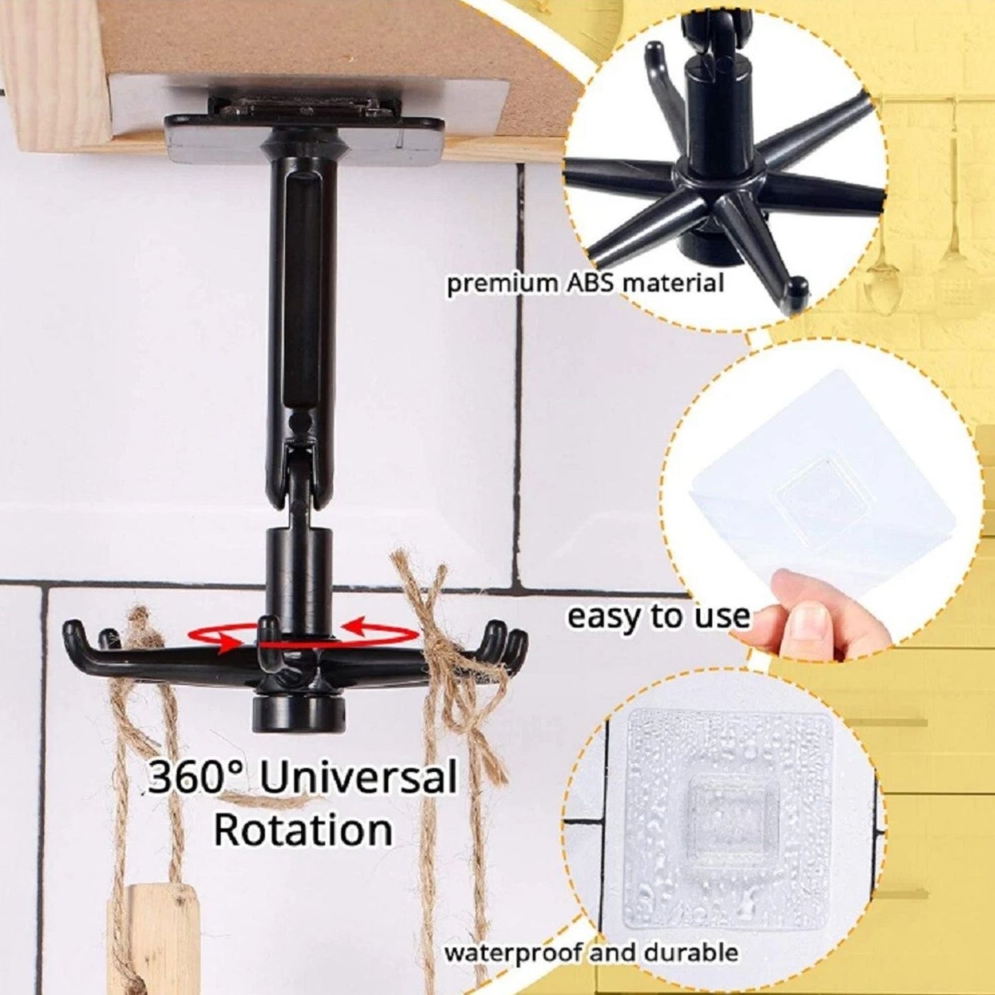 Home Collection 360 Degree Rotating 6 Claw Utility Hook
