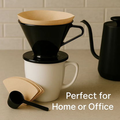 Home Collection Single Cup Pour Over Coffee Dripper Set with Scoop and 10 Filters