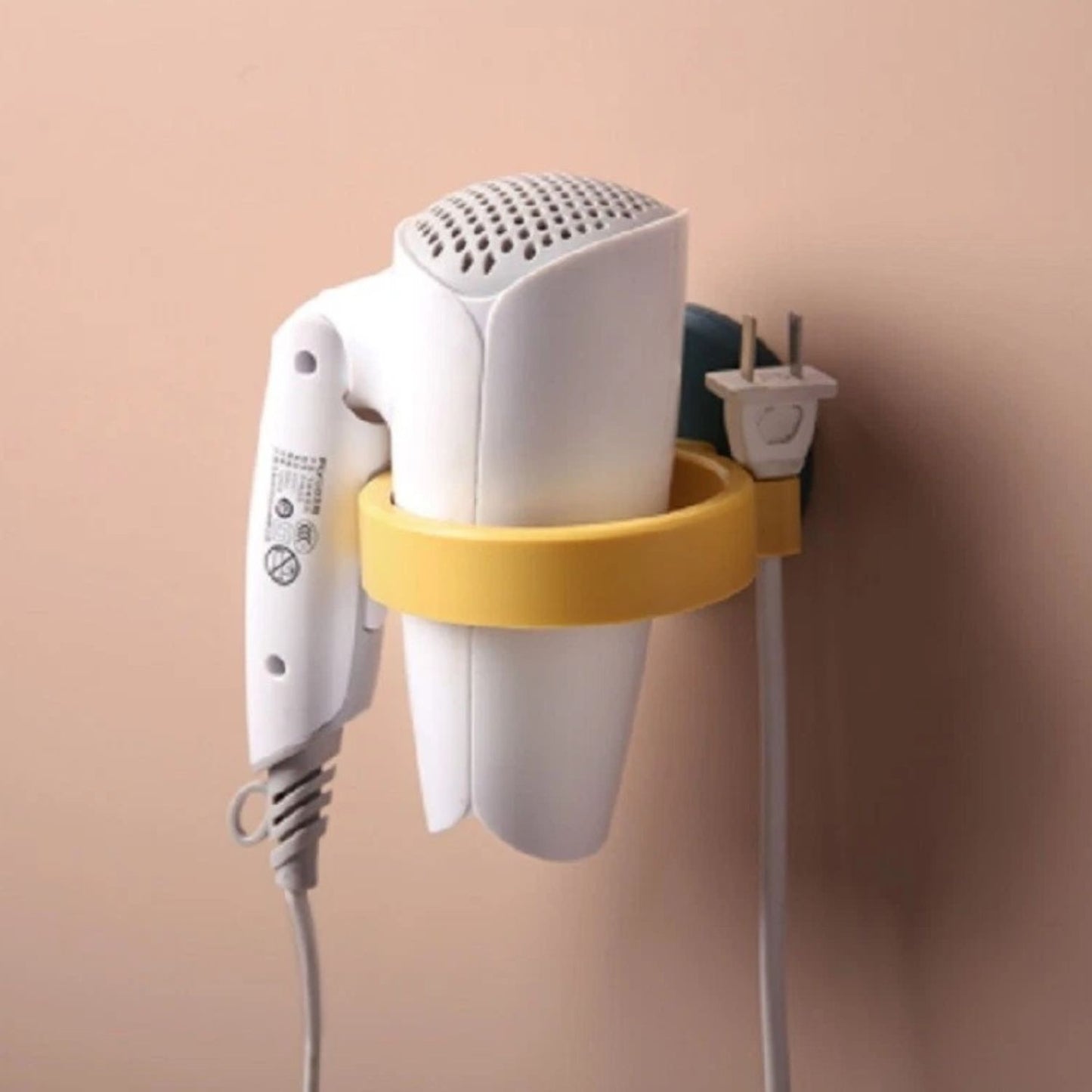 Home Collection Hair Dryer Holder Self Adhesive Bathroom Organizer Rack Yellow