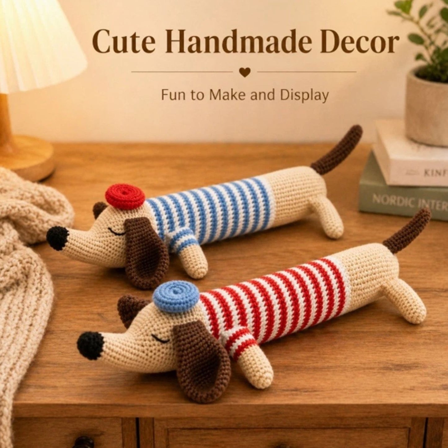 Home Collection Pack of 2 Dachshund Crochet Kit for Beginners