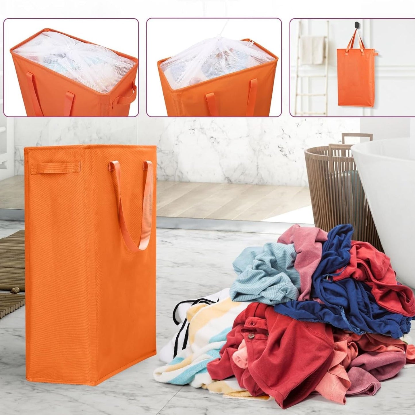 Home Collection Slim Laundry Hamper with Handles 45L