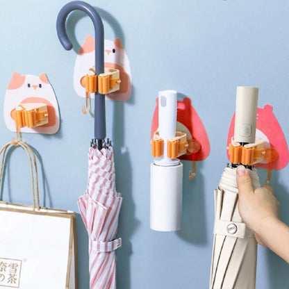 Home Collection Pack of 4 Wall Mounted Mop and Broom Holder Clips with Hooks