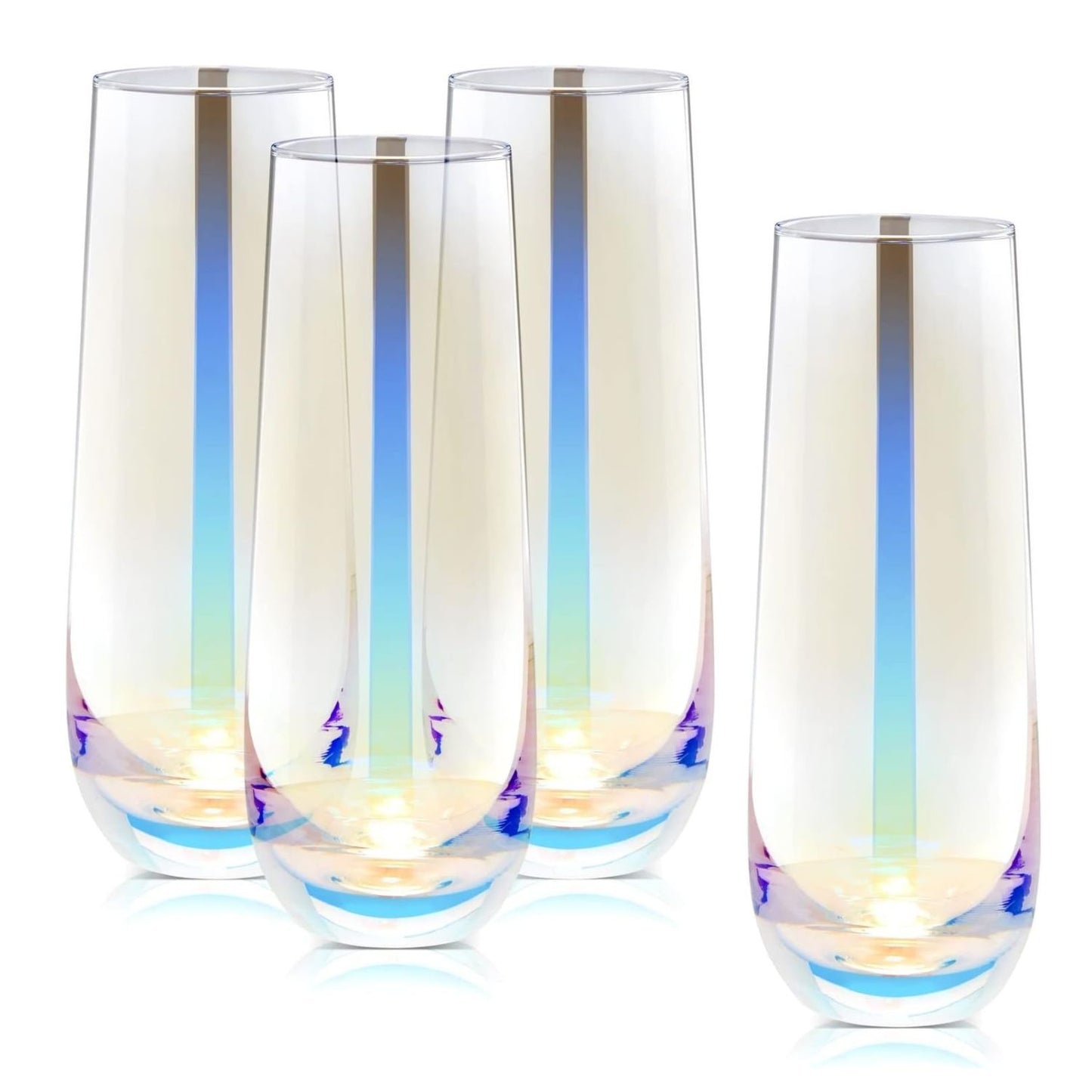 Home Collection 4Pcs Iridescent Stemless Champagne Flutes