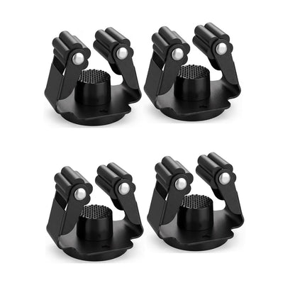 Home Collection Pack of 4 Black Magnetic Mop and Broom Holders with Anti-Slip Grips