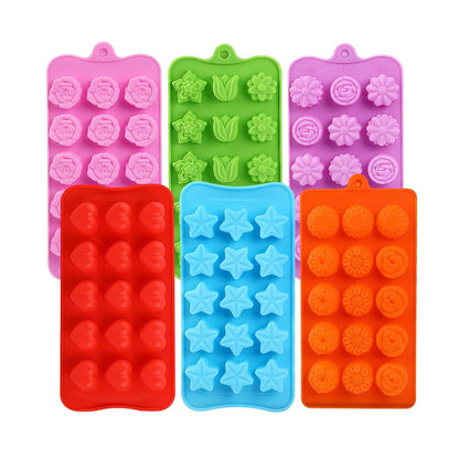 Home Collection Pack of 6 Silicone Chocolate Candy Mold Set 15-Cavity