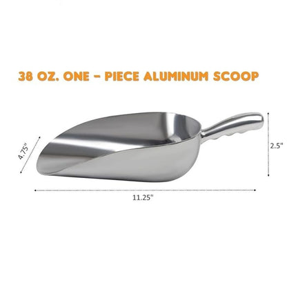 Home Collection 2Pcs 12 oz Cast Aluminum Ice Scoop, Dry Goods & Candy Bin Scoop