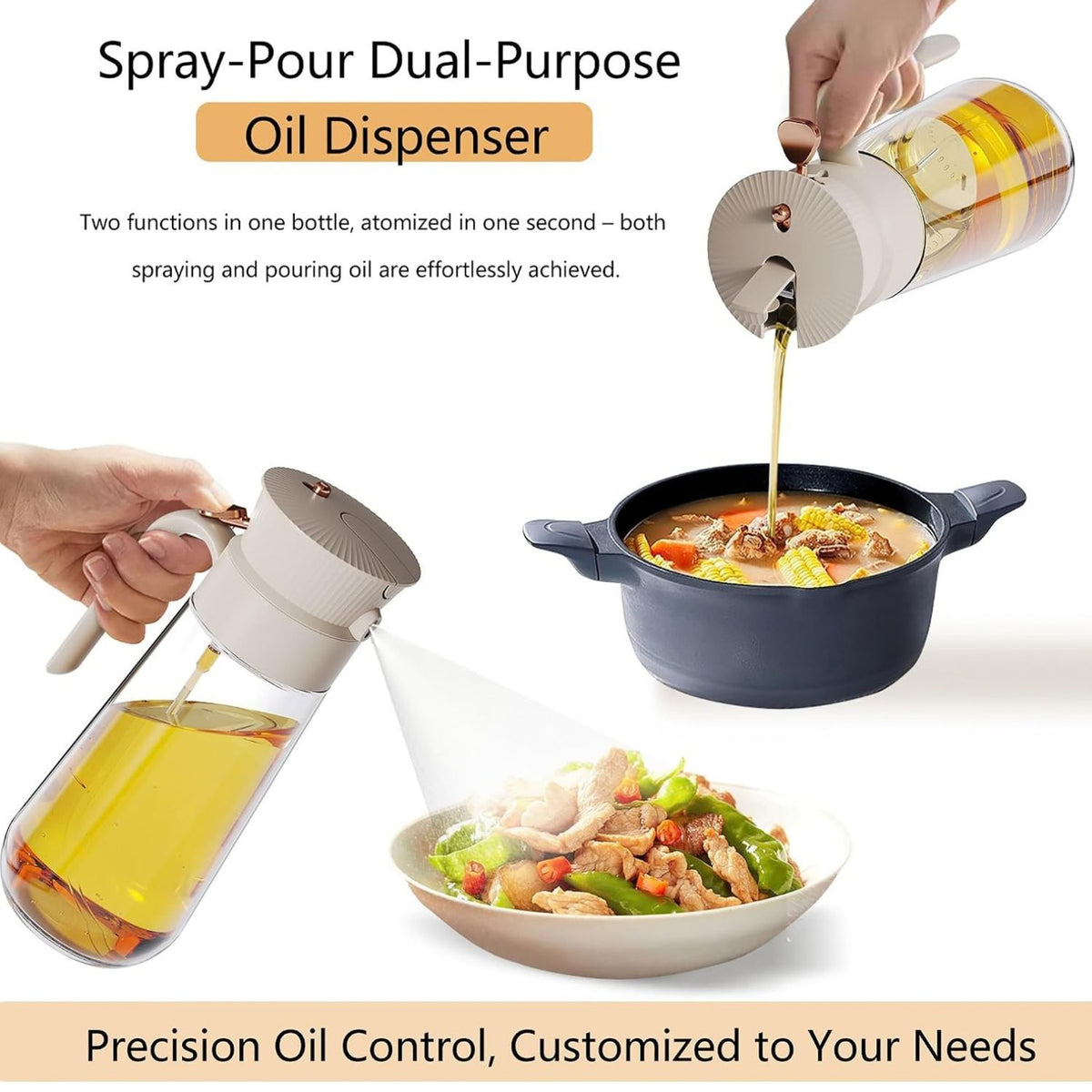 Home Collection 2-in-1 Glass Olive Oil Sprayer and Dispenser