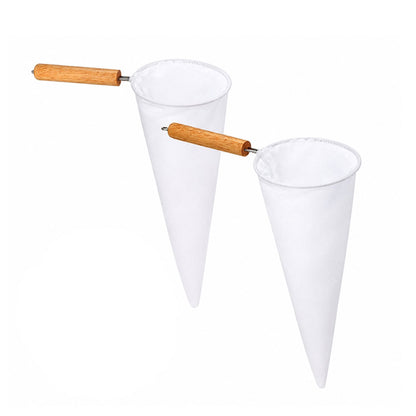Home Collection Pack of 2 Reusable Cloth Coffee andTea Strainer with Wood Handle
