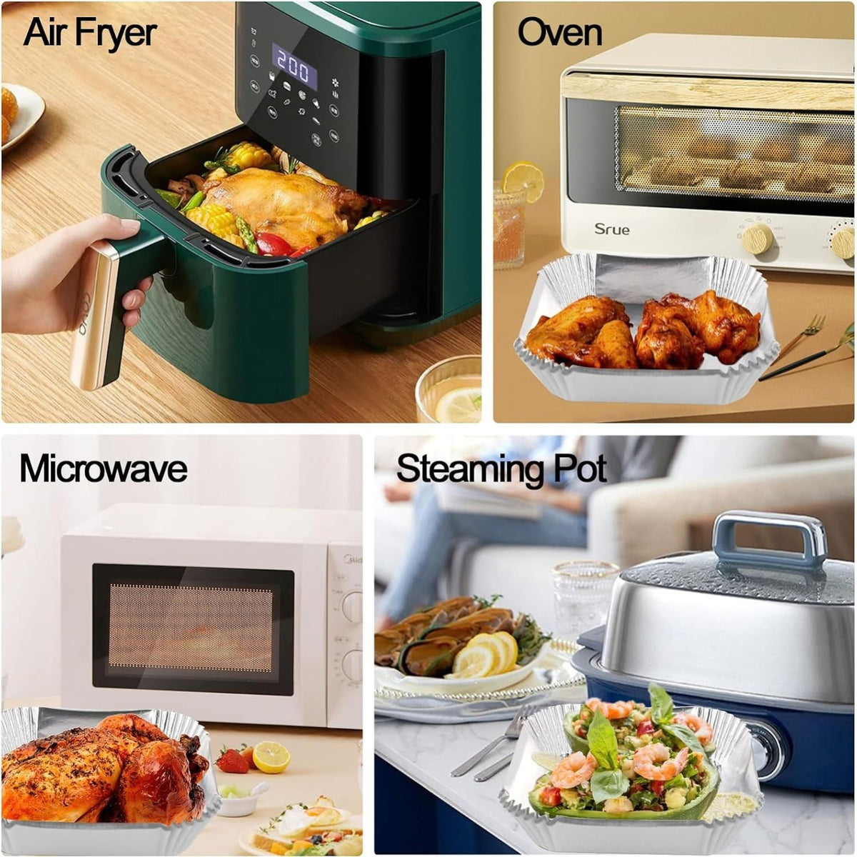 Home Collection Disposable Aluminum Foil Air Fryer Liners Nonstick Baking Sheets
