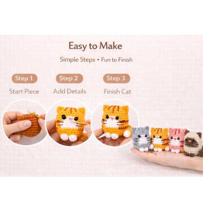 Home Collection Pack of 4 Cat Crochet Kit for Beginners