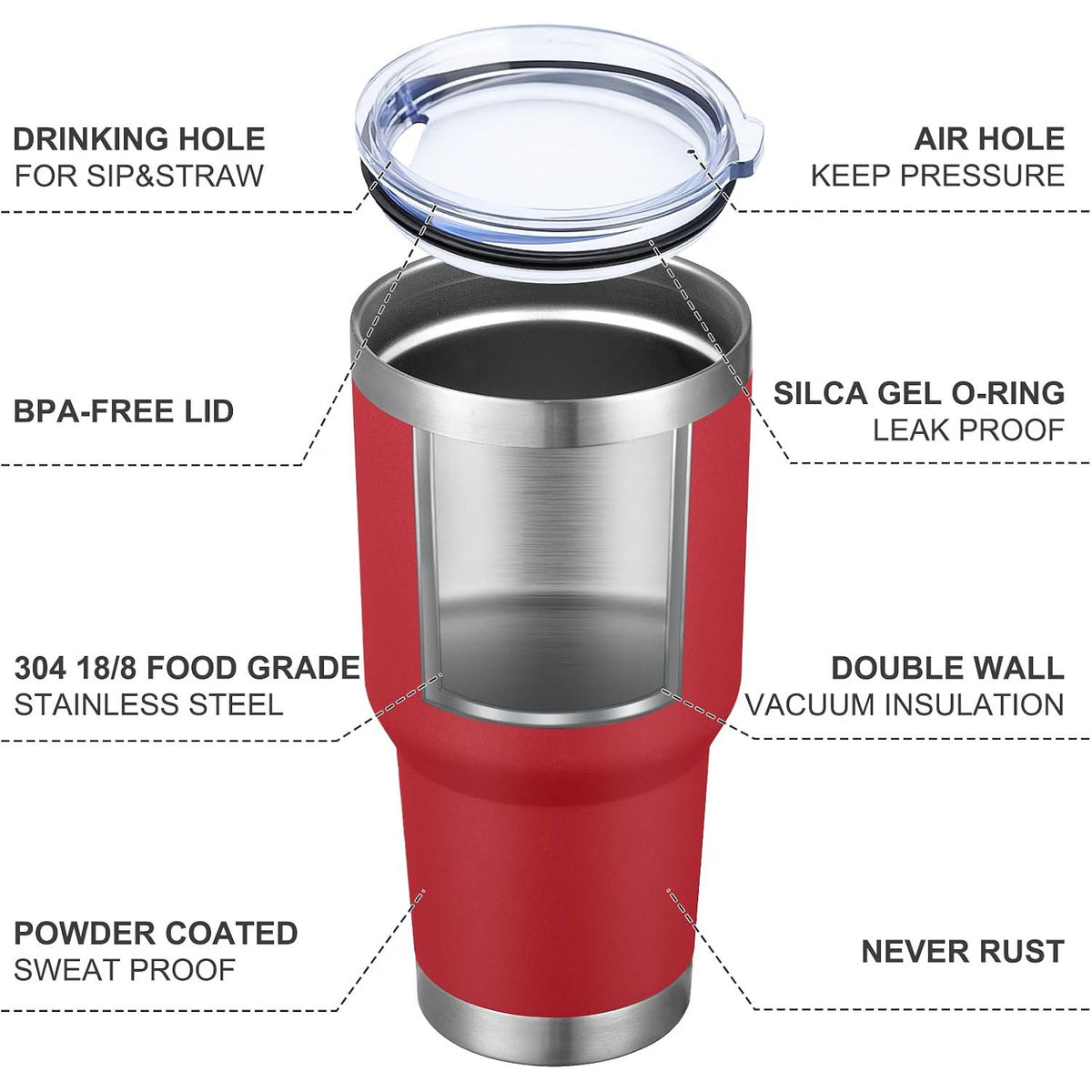 Home Collection Stainless Steel Tumbler with Lid Double Wall Vacuum 30 oz