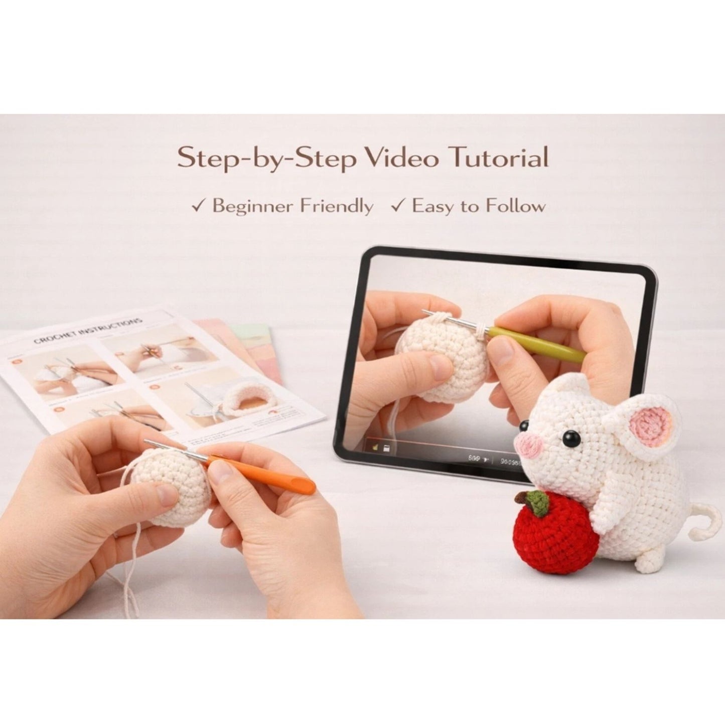 Home Collection Pack of 2 Hamster Crochet Kit for Beginners
