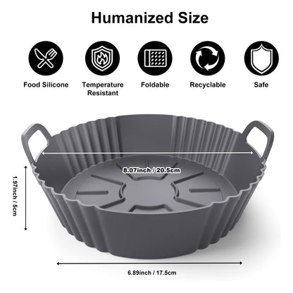 Home Collection Pack of 3 Round Silicone Air Fryer Liners for 4–5.3QT Air Fryers