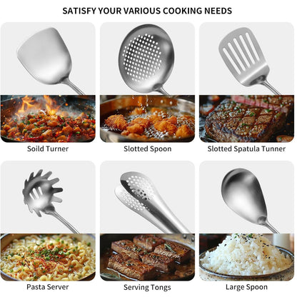 Home Collection  Pack of 11 Stainless Steel Kitchen Utensil Set with Long Handles
