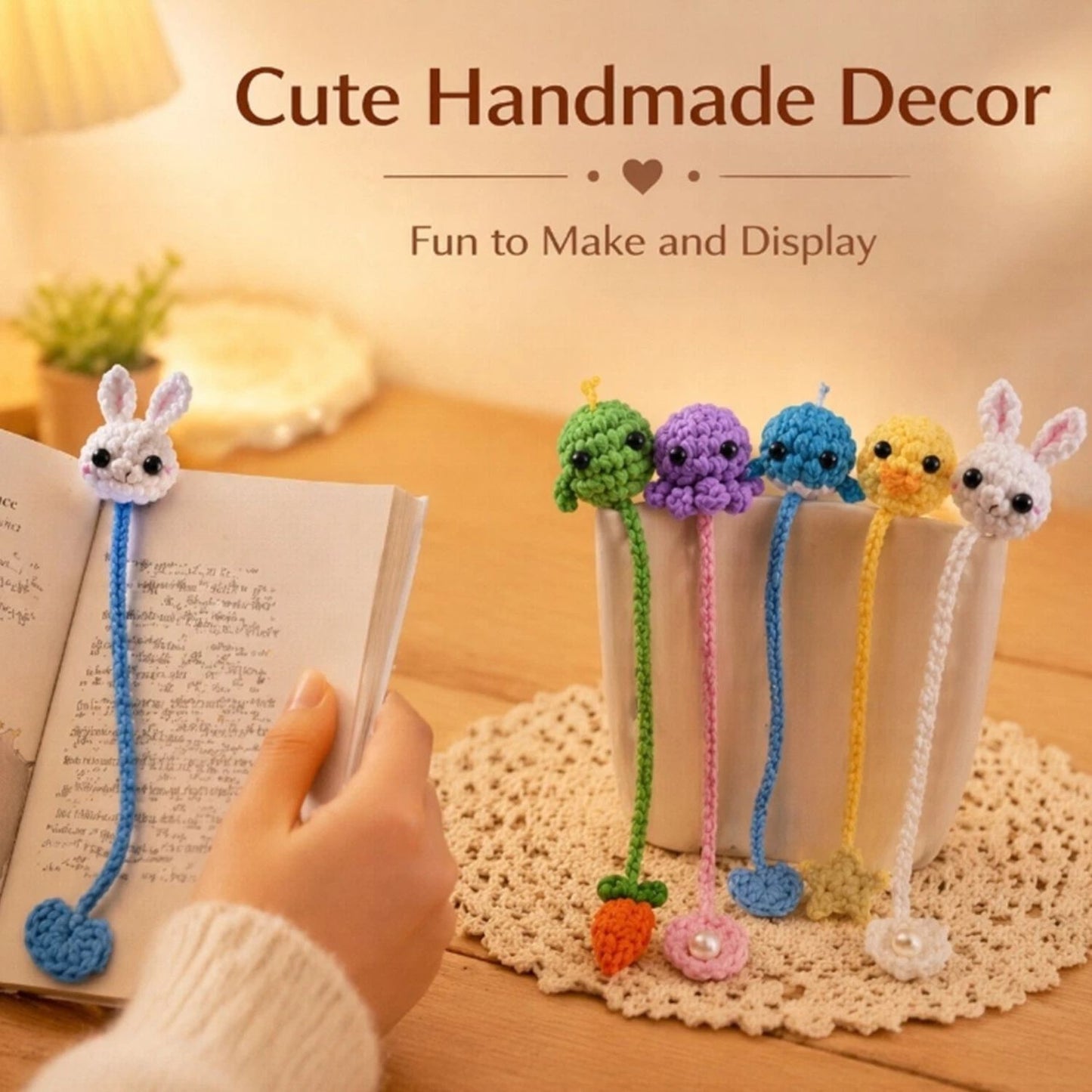 Home Collection Pack of 6 Animal Bookmark Crochet Kit for Beginners