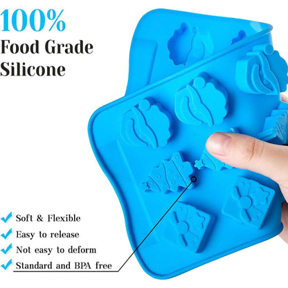Home Collection Pack of 6 Christmas Silicone Molds for Chocolate Candy Gummies and Wax Melts