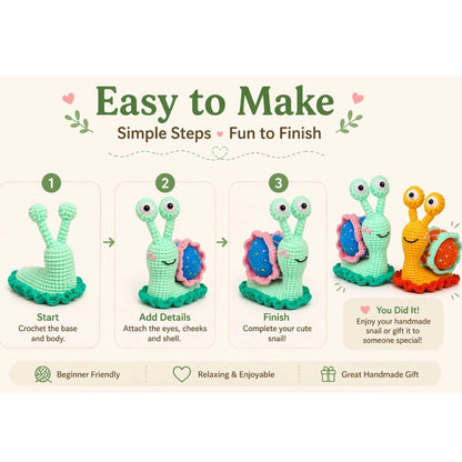Home Collection Pack of 2 Snail Crochet Kit for Beginners