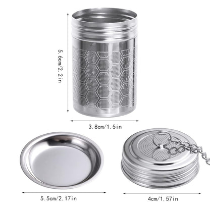 Home Collection Pack of 2 Stainless Steel Tea Infusers with Chain Hook and Threaded Lid