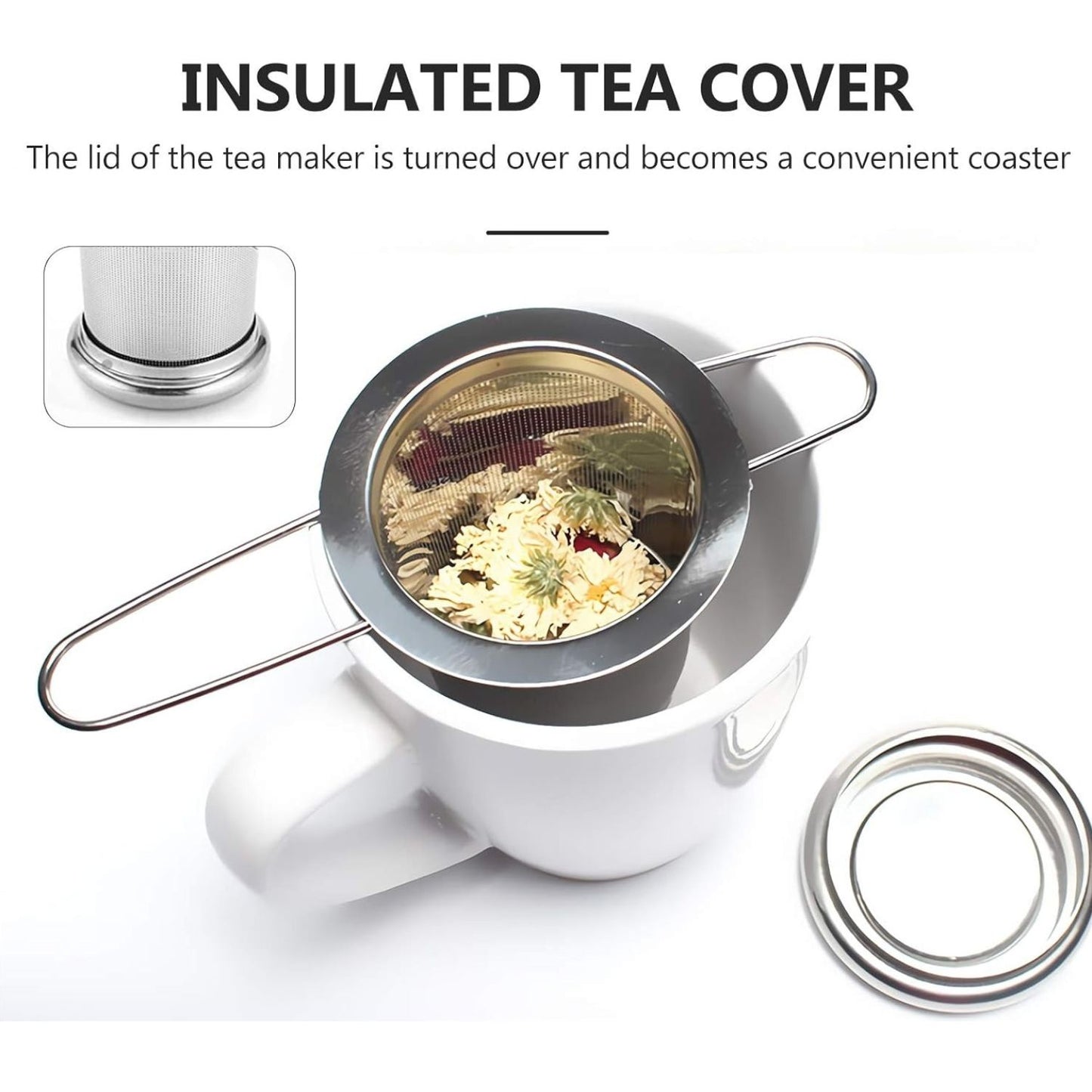 Home Collection Stainless Steel Tea Infuser with Lid and Folding Handle