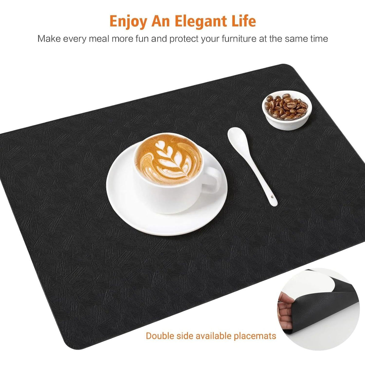 Home Collection Pack of 4 Waterproof Vinyl Leather Placemats Wipeable Dining Table Mats