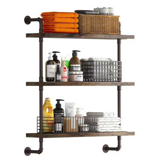 Home Collection 3-Tier Industrial Pipe Shelf  24"