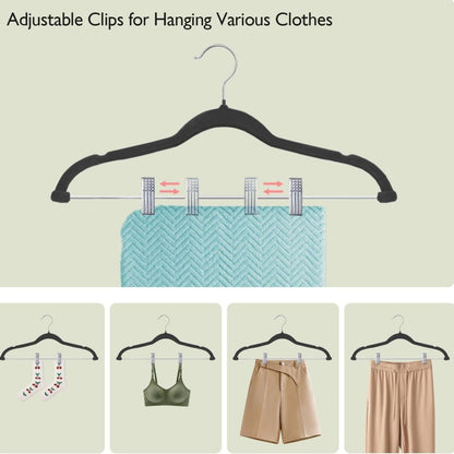 Home Collection Pack of 18 Non-Slip Velvet Pants Hangers with Movable Clips 16.8 Inch