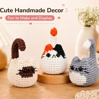 Home Collection Pack of 3 Cat Crochet Kit for Beginners