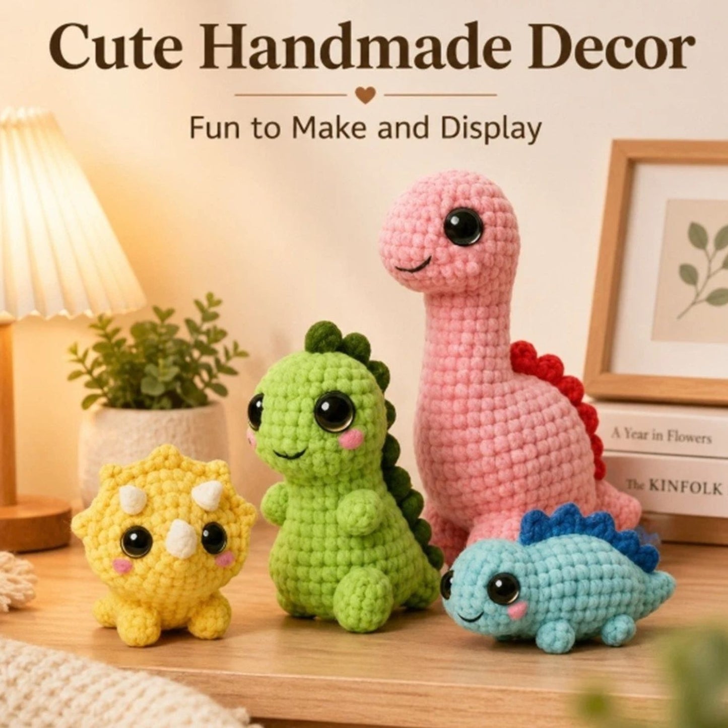 Home Collection Pack of 4 Dinosaur Crochet Kit for Beginners