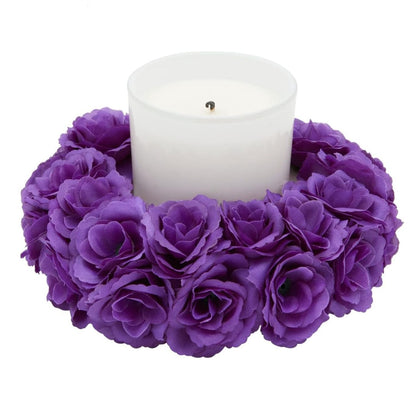Home Collection Purple Silk Rose Heads Stemless Artificial Flowers
