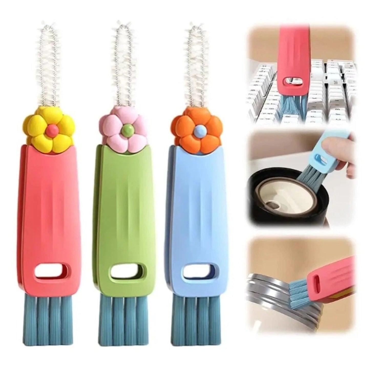 Home Collection Pack of 3in1 Bottle Cup Gap Cleaner Brush
