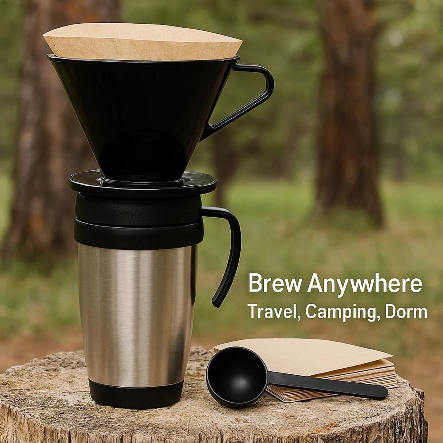 Home Collection Single Cup Pour Over Coffee Dripper Set with Scoop and 10 Filters