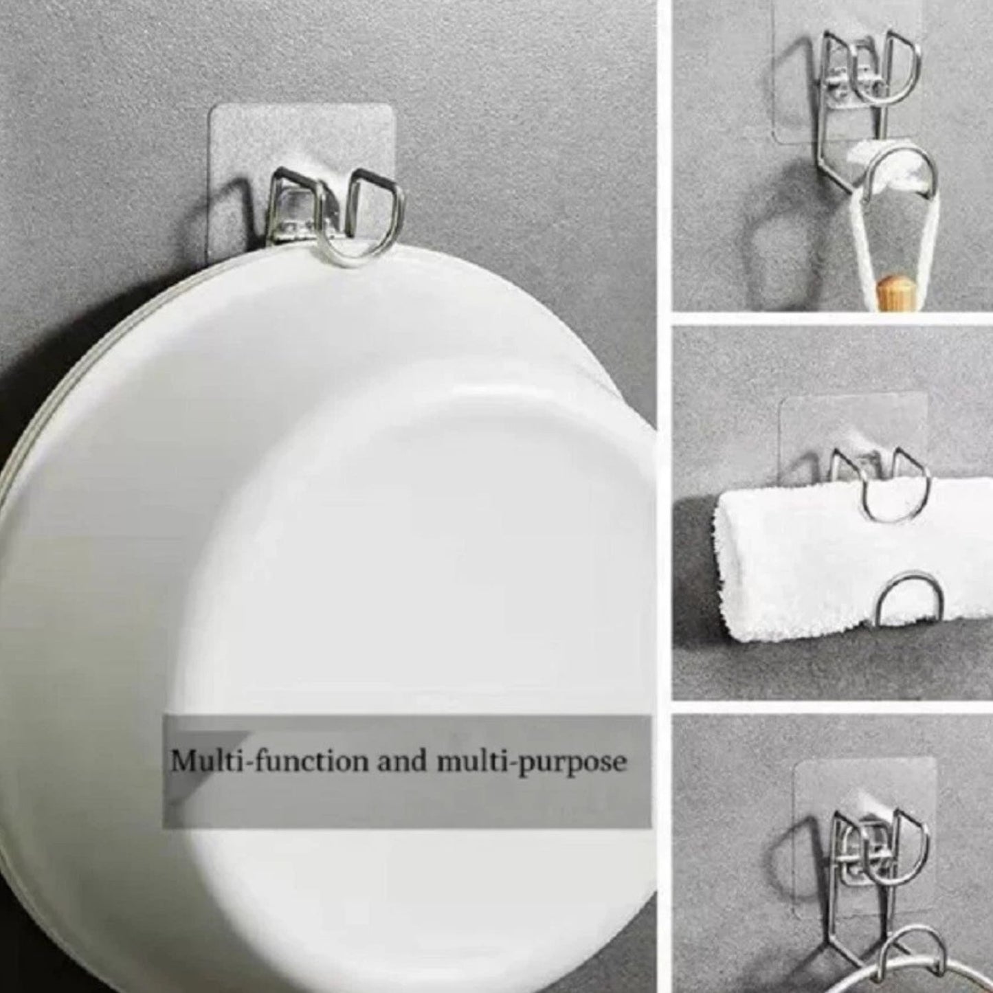 Home Collection Pack of 4 Multifunction Wall Hooks Bathroom Towel Holder