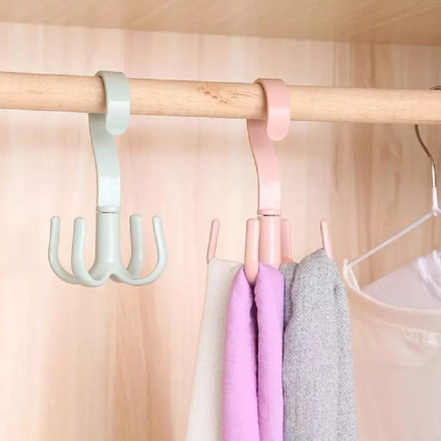Home Collection Pack of 4 Rotating Tie Belt Hangers Closet Organizer