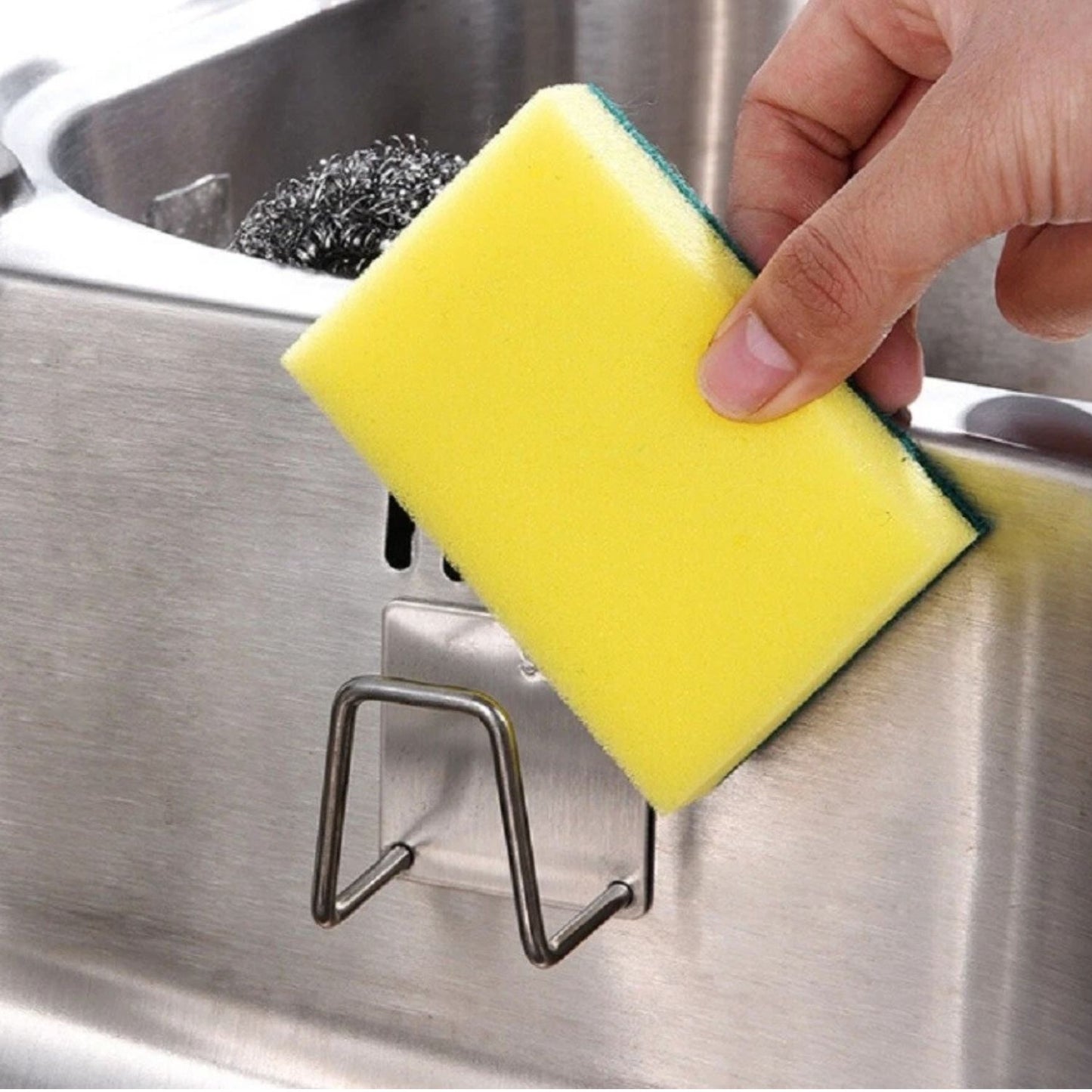 Home Collection Pack of 4 Stainless Steel Sink Sponge Holder