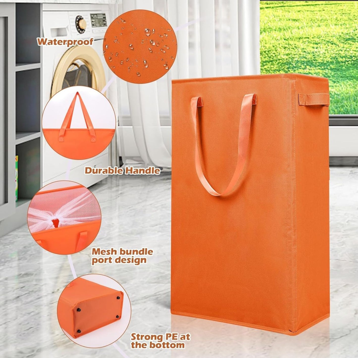 Home Collection Slim Laundry Hamper with Handles 45L