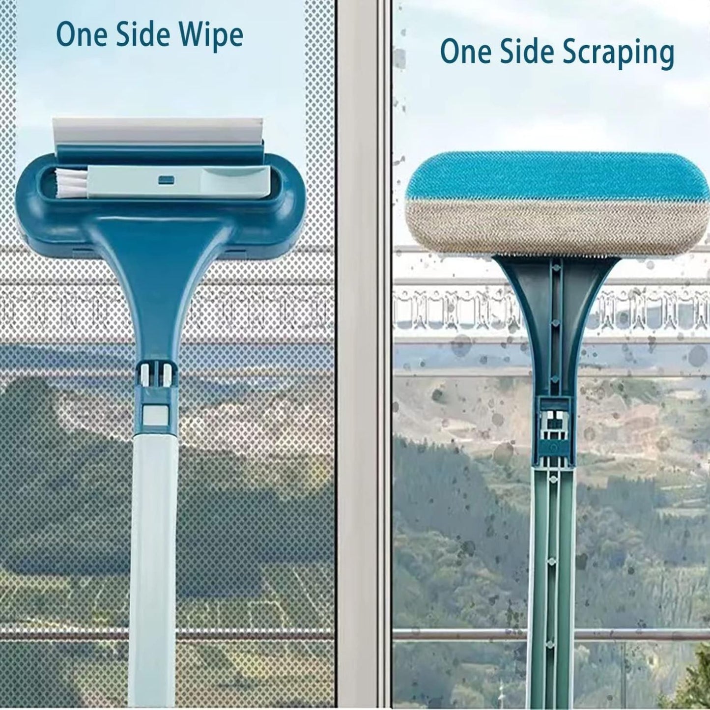 Home Collection 2in1 Window and Glass Cleaning Set Squeegee and Mesh Brush Combo