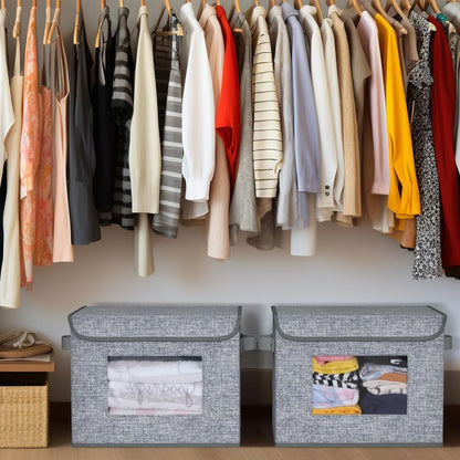 Home Collection Pack of 4 Large Foldable Storage Boxes with Lids