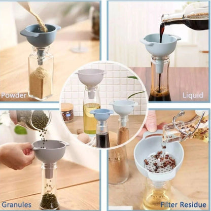 Home Collection Pack of 3 Kitchen Funnel Set with Detachable Strainer