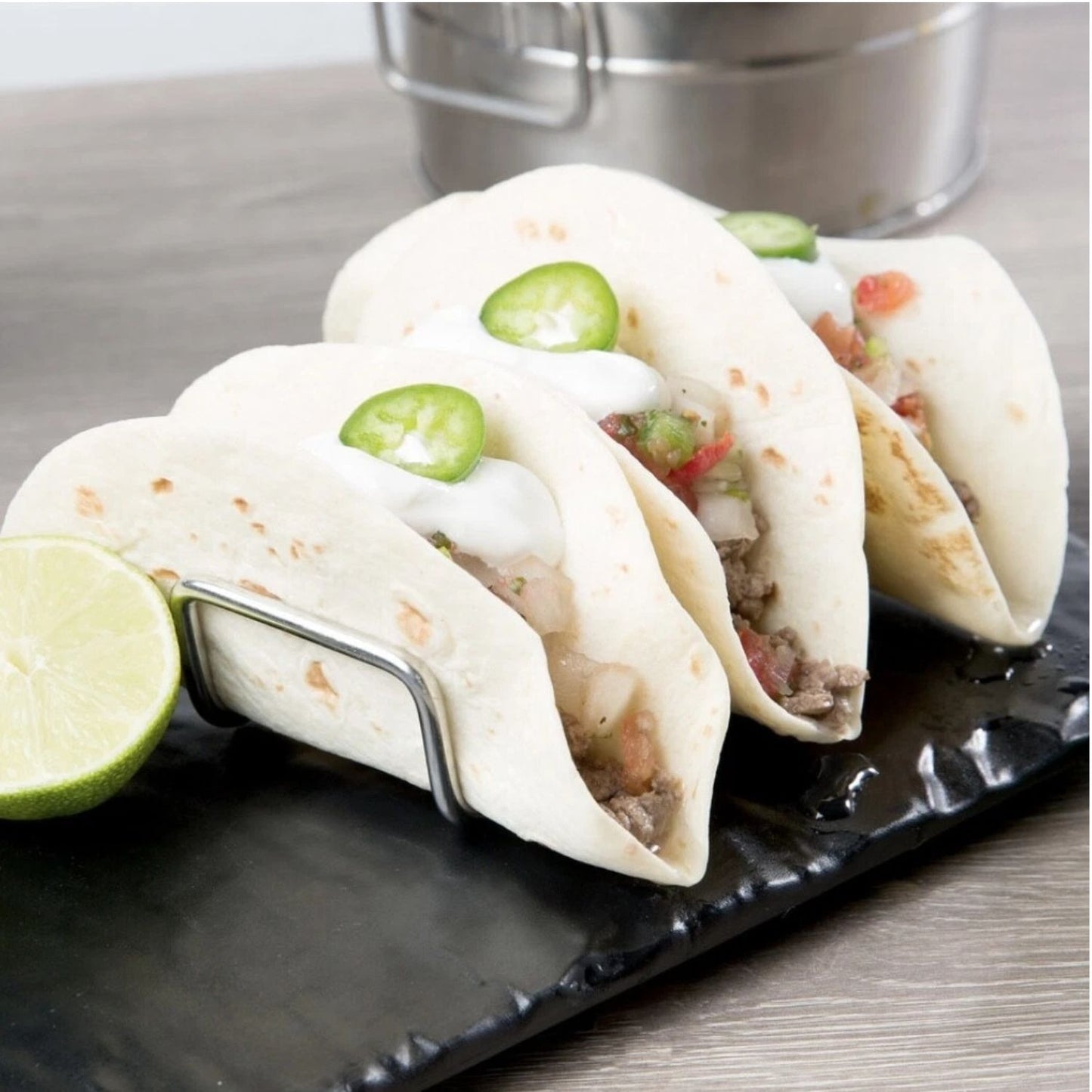 Home Collection Stainless Steel Wire Taco Holder Stand Taco Tray with 2 or 3 Compartments