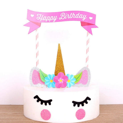Home Collection Handmade Style Unicorn Cake Topper Set Birthday Cupcake Toppers