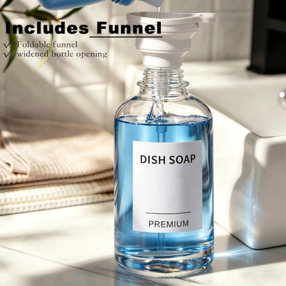 Home Collection Pack of 2 18Oz Clear Glass Soap Dispensers with Pumps Tray and Labels