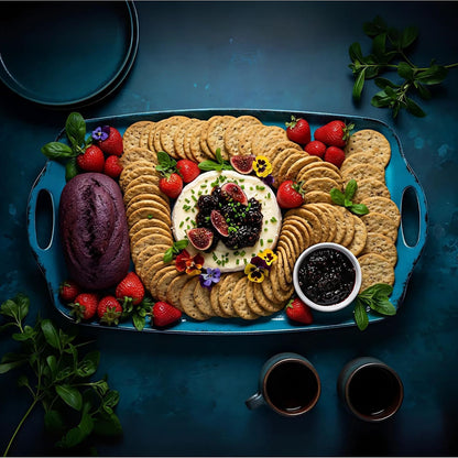 Home Collection Pack of 2 Melamine Serving Trays with Handles 17x12 Inch