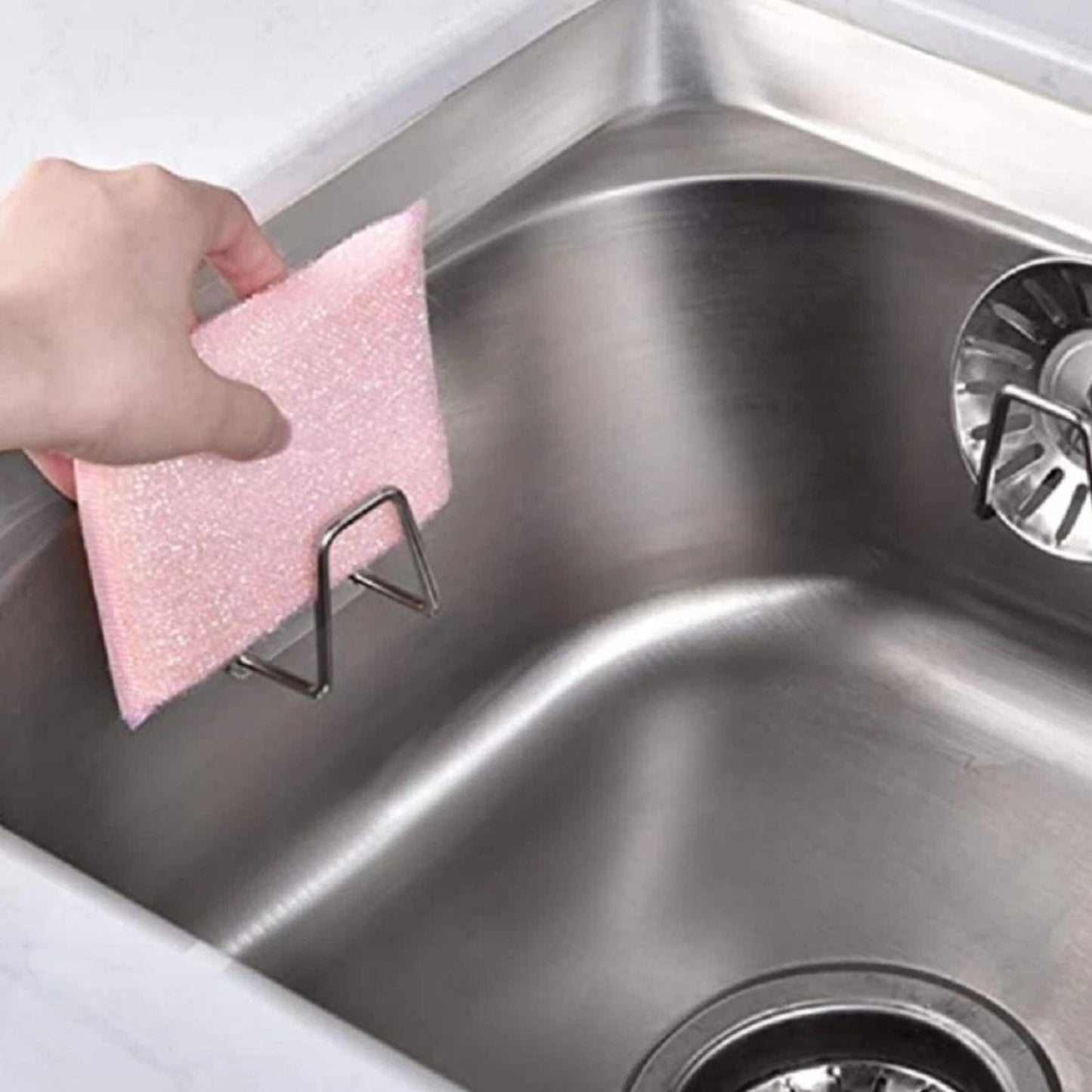Home Collection Pack of 4 Stainless Steel Sink Sponge Holder