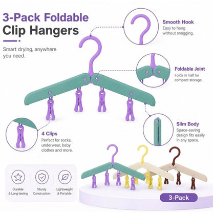 Home Collection Pack of 3 Foldable Travel Hangers Collapsible Space Saving Suitcase