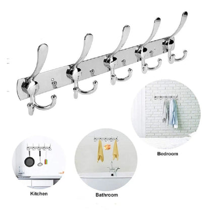 Home Collection 15 Hook Stainless Steel Wall Mounted Coat Rack