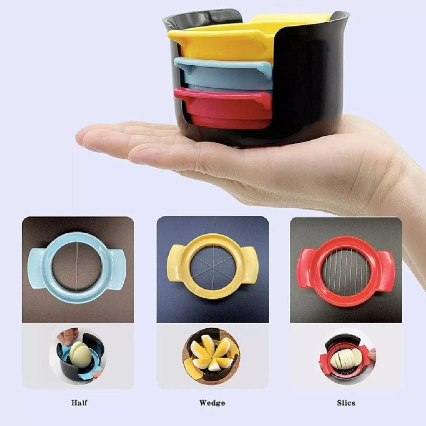 Home Collection 3 in 1 Egg Slicer Cutter and Strawberry Divider Kitchen Tool